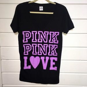 VS PINK V-Neck Tee Shirt Sz Large